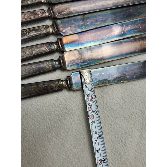Lot 7 Butter KNIVES 1847 Rogers Bros. Antique AMBASSADOR Silverplate Ca 1919 - Picture 6 of 6